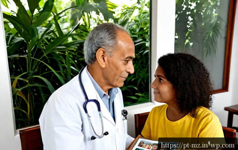 Home 17 내러티브 건강법의 이론적 접근 - Photorealistic documentary-style scene of a Brazilian family doctor in a warm community clinic liste...